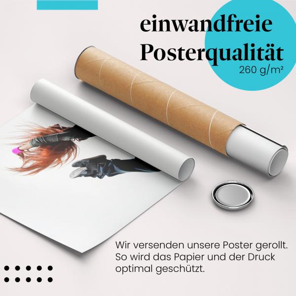 "Tänzerin": Gerolltes Poster - Sprung, rote Haare.